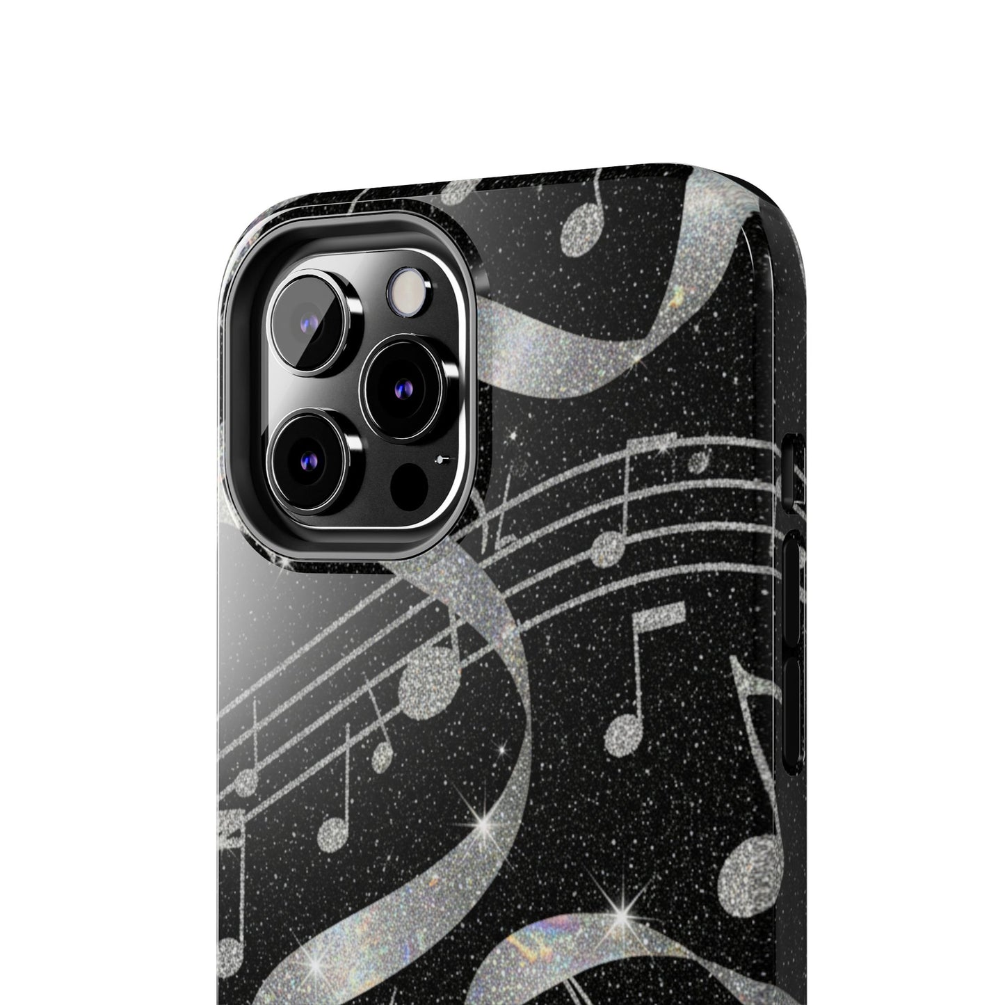 Musical Notes Tough Phone Case – Glitter Black Musician Phone Cover
