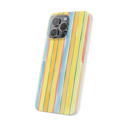Watercolor Stripe Phone Case — Bright Pastel Vertical Stripes Protective Flexi Case