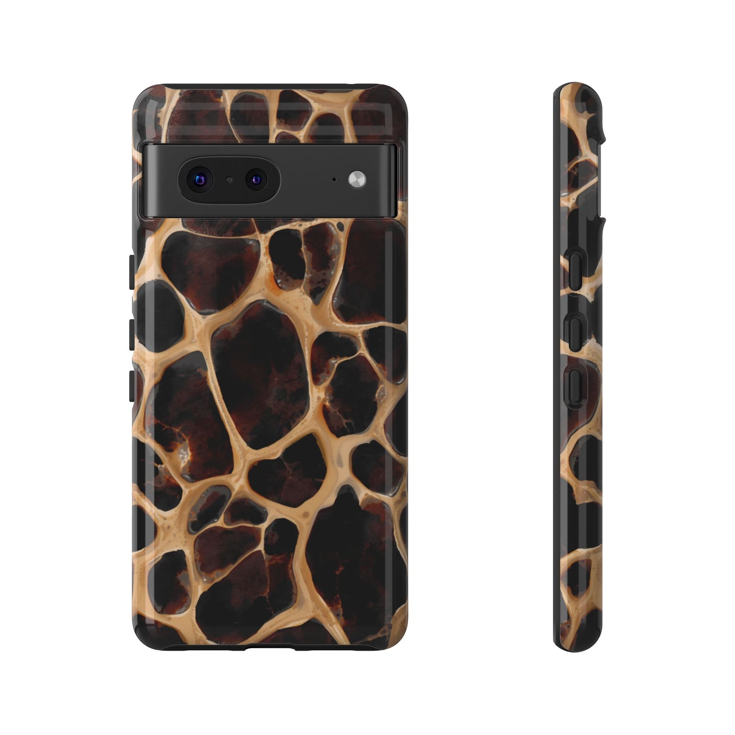 Phone Case — Brown Leather Dot Texture Rugged Protective Cover