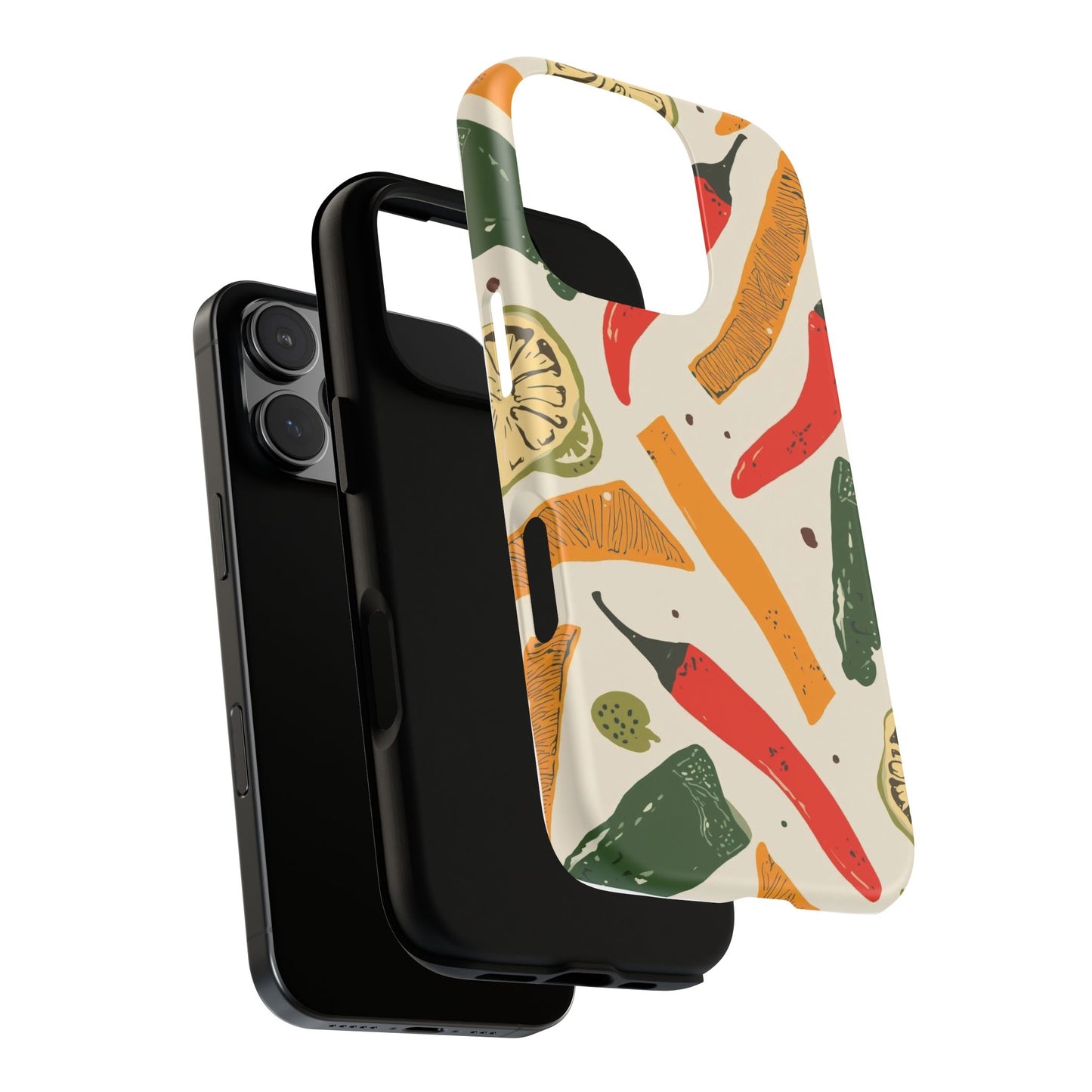 Spicy Peppers Phone Case – Colorful Chili, Lime & Citrus Pattern