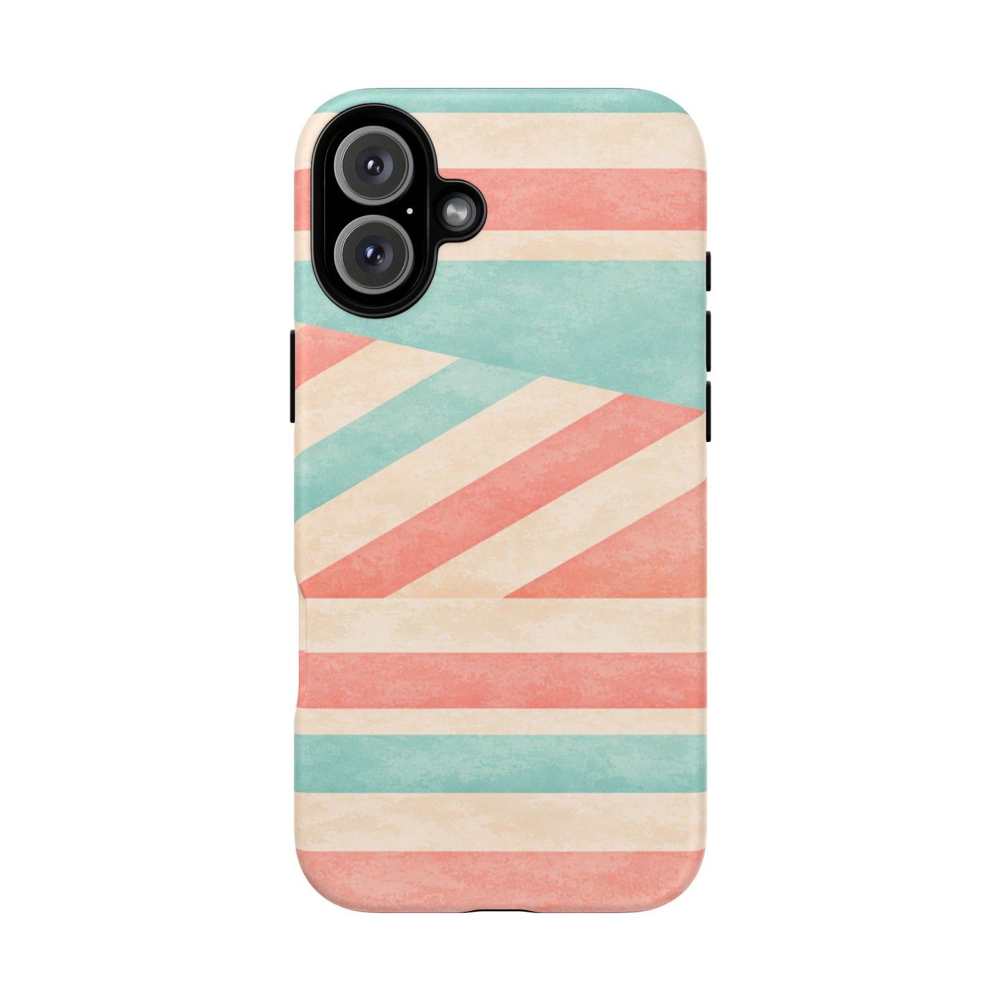 Pastel Stripes Tough Phone Case – Retro Coral & Teal Protective Cover