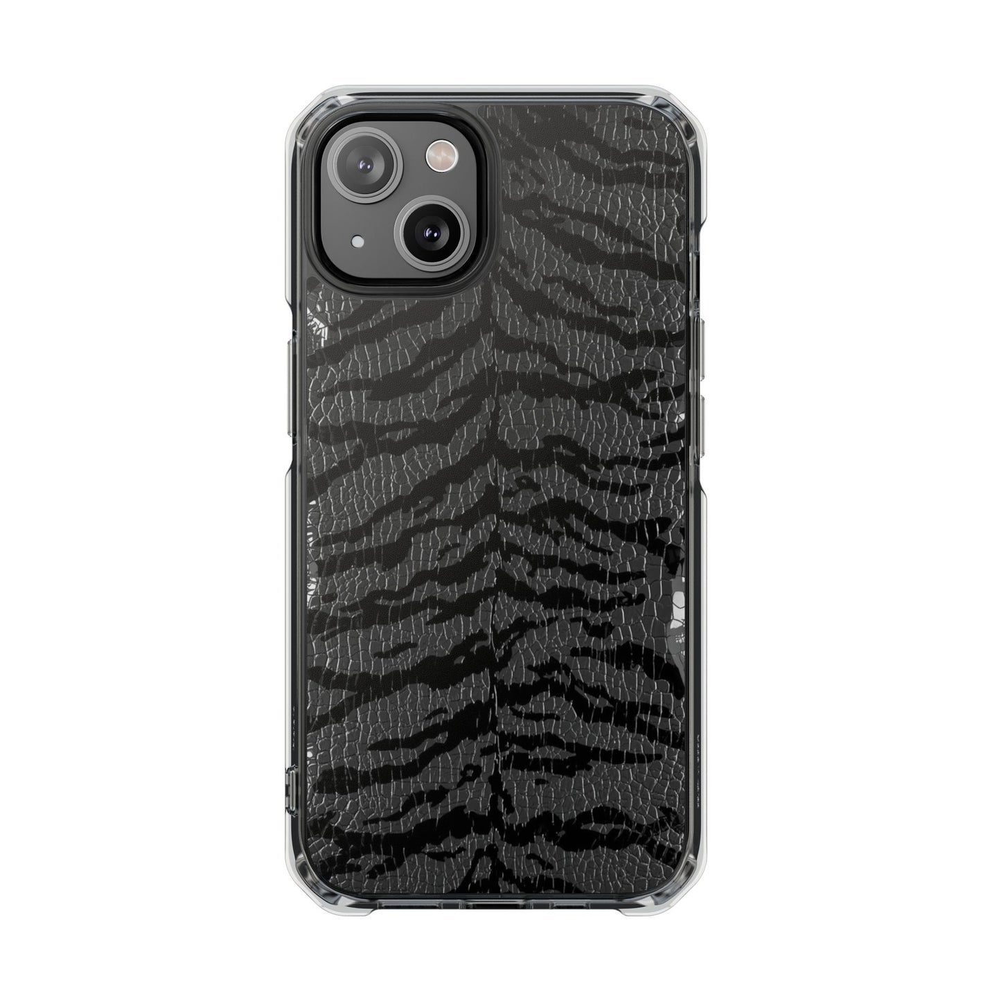 Clear Magnetic Impact Phone Case — Black Tiger Stripe