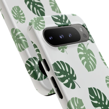 Monstera Leaf Phone Case — Tropical Green Pattern Tough Case