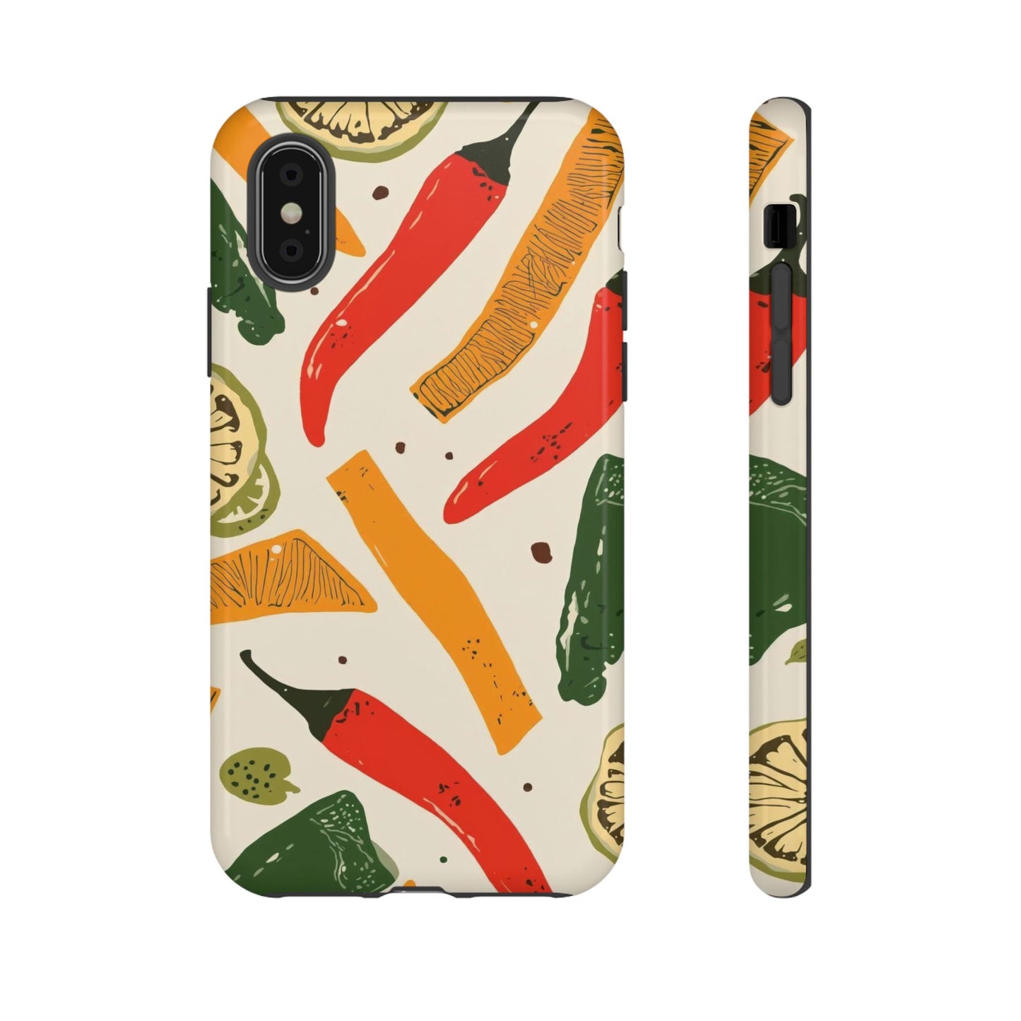 Spicy Peppers Phone Case – Colorful Chili, Lime & Citrus Pattern