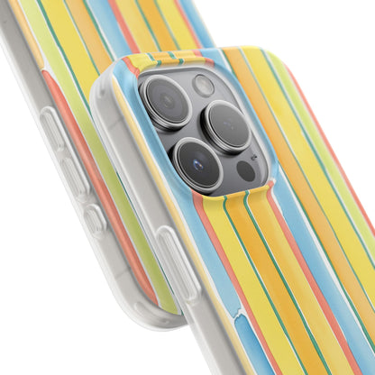 Watercolor Stripe Phone Case — Bright Pastel Vertical Stripes Protective Flexi Case