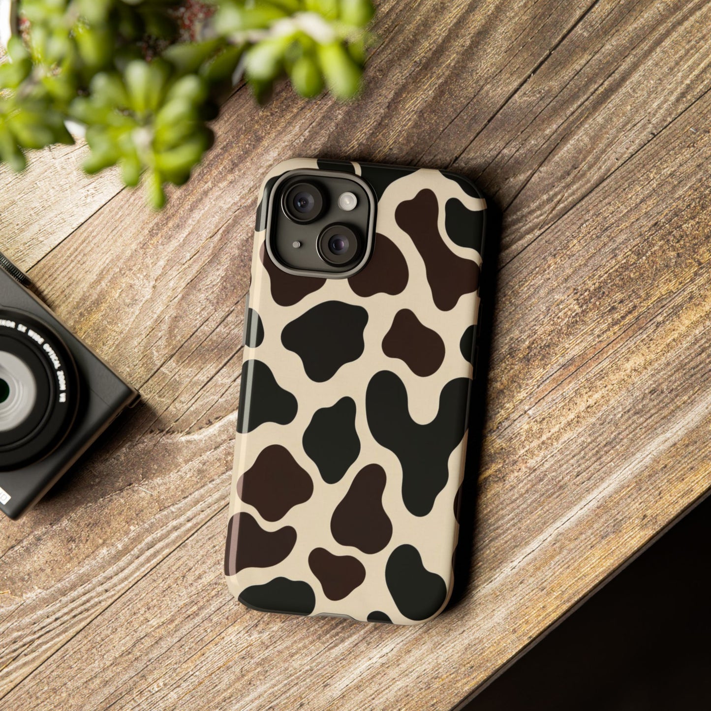 Cow Print Phone Case — Black & Cream Protective  Case