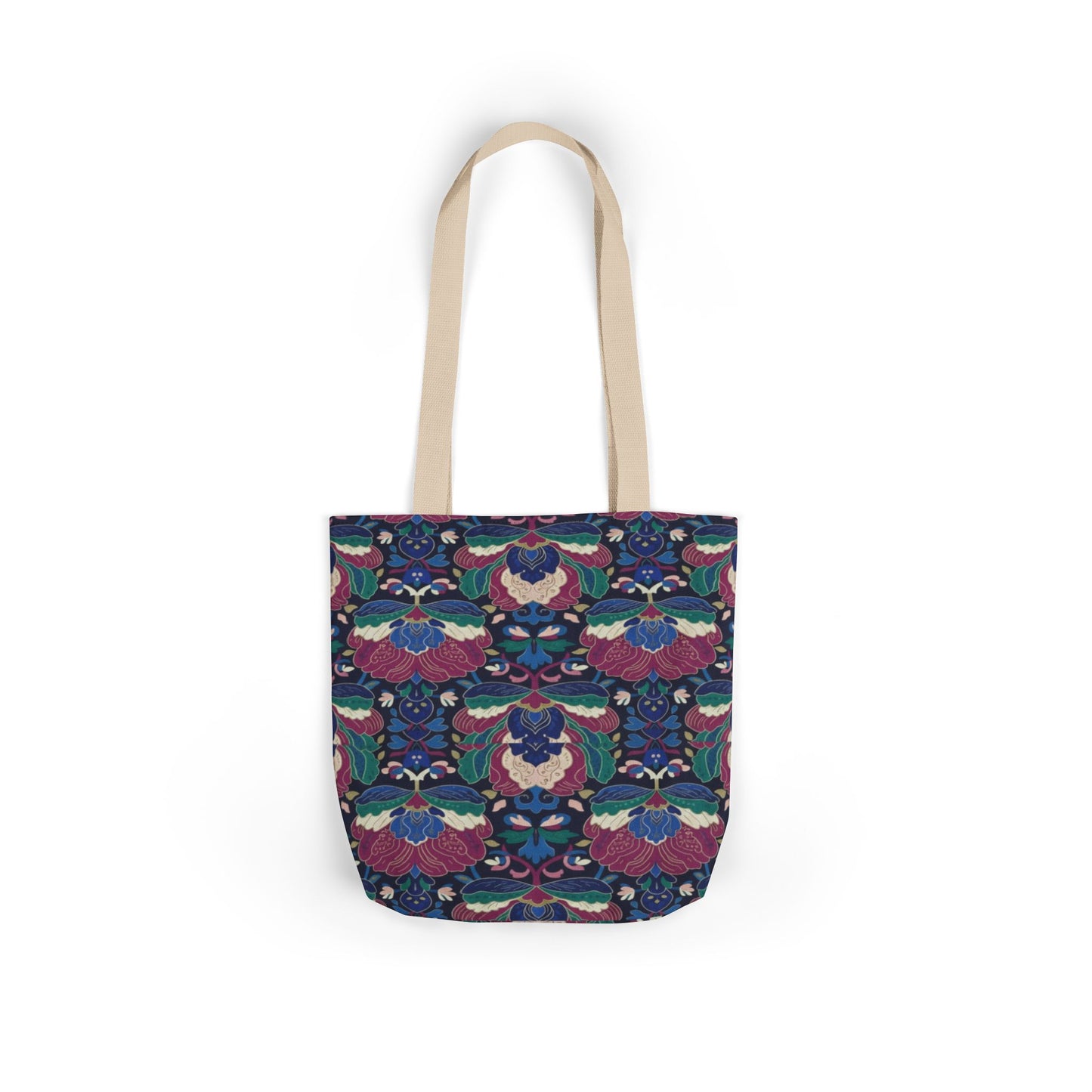 Floral Kaleidoscope Canvas Tote Bag — Colorful Patterned Market Tote