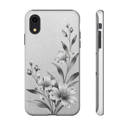 Floral Monochrome Phone Case — Elegant Black & White Lily Design