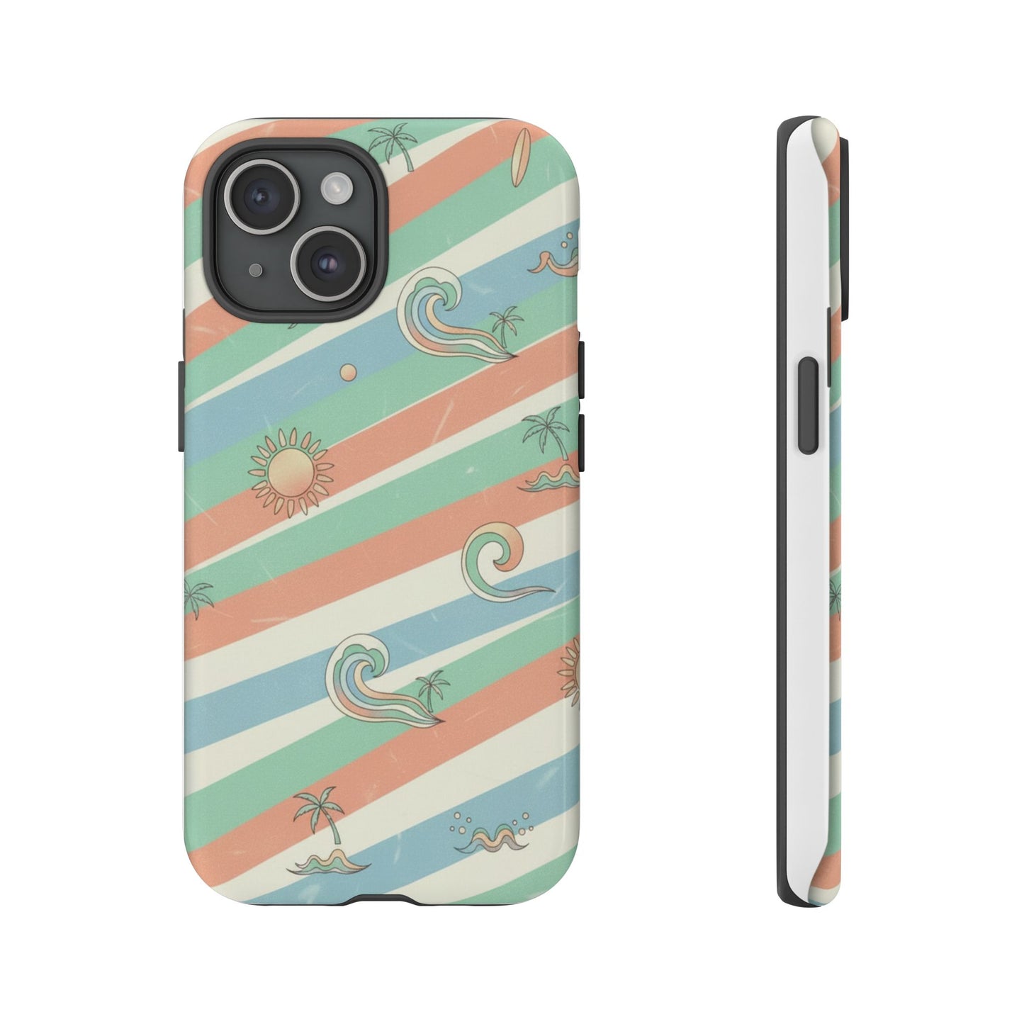 Surf Stripe Tough Phone Case — Retro Beach Waves Pattern