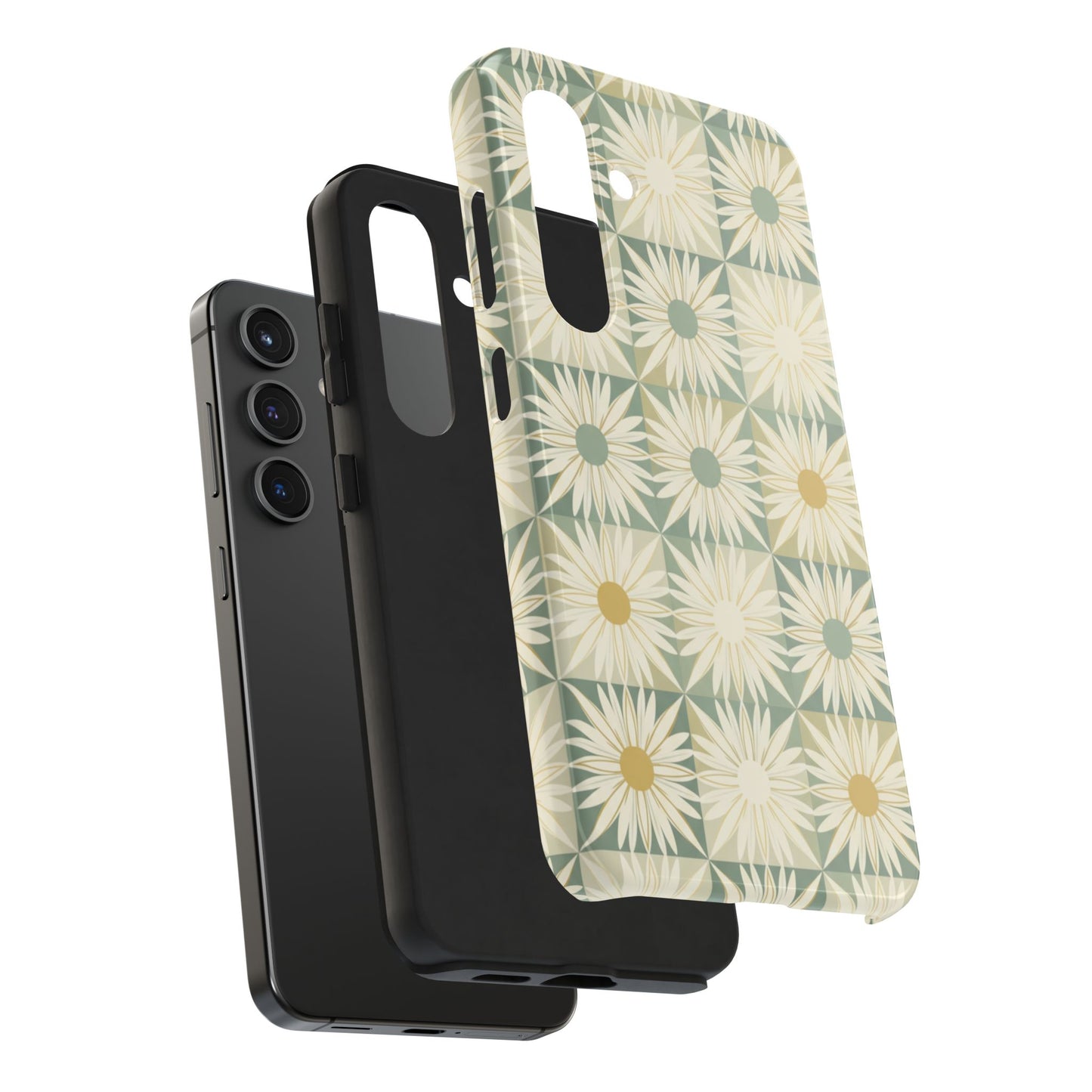 Retro Daisy Tough Phone Case — Vintage Floral Protective Cover for iPhone