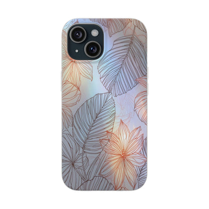 Floral Holographic Phone Case — Iridescent Leaves & Flowers Flexi Case