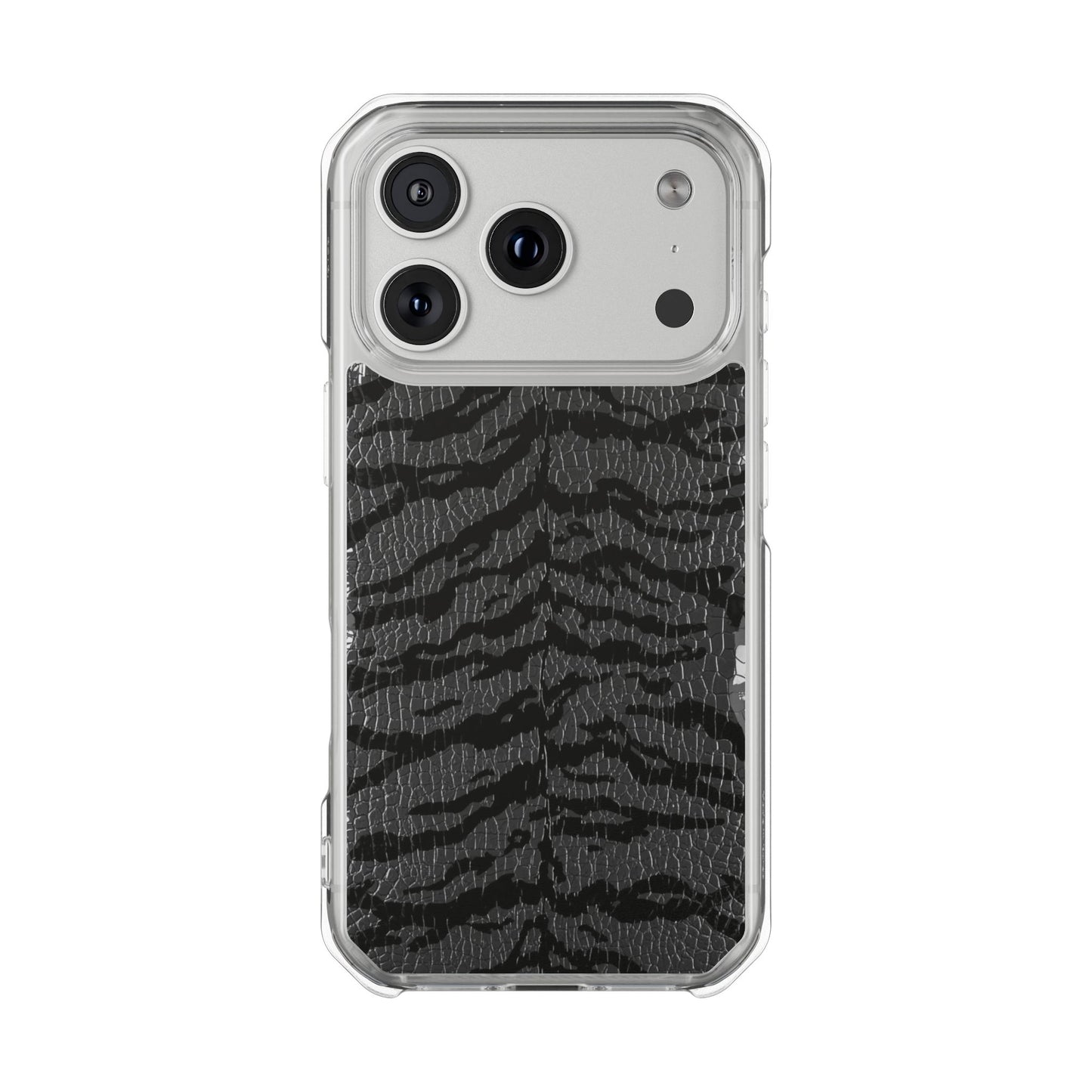 Clear Magnetic Impact Phone Case — Black Tiger Stripe