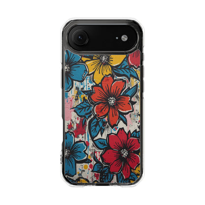Clear Magnetic Phone Case — Colorful Floral Impact Protection