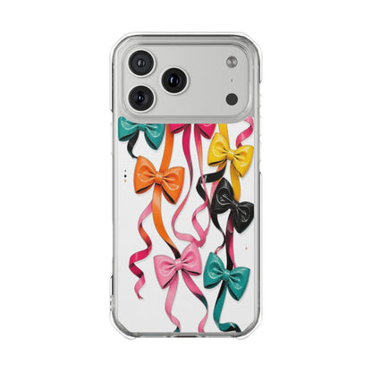 Clear Magnetic Phone Case — Colorful Ribbon Bows Design