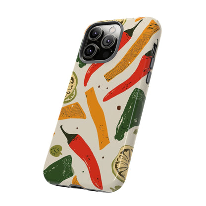 Spicy Peppers Phone Case – Colorful Chili, Lime & Citrus Pattern