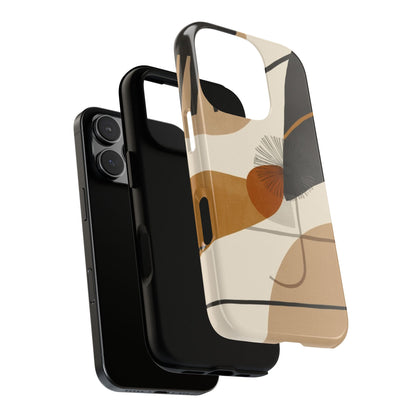 Abstract Earth Tone Phone Case — Mid-Century Minimalist Tough Case