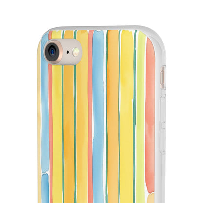 Watercolor Stripe Phone Case — Bright Pastel Vertical Stripes Protective Flexi Case