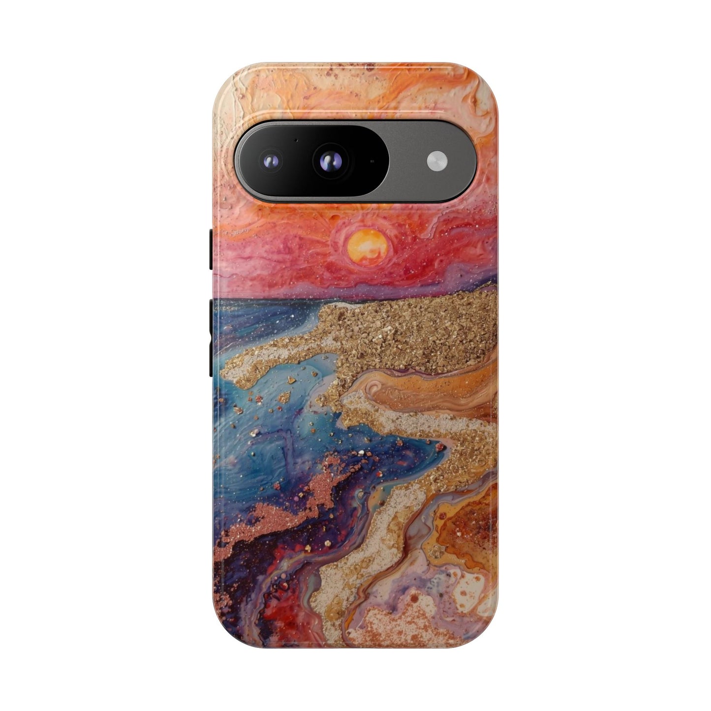 Sunset Coast Phone Case — Colorful Abstract Beach Art Tough Case