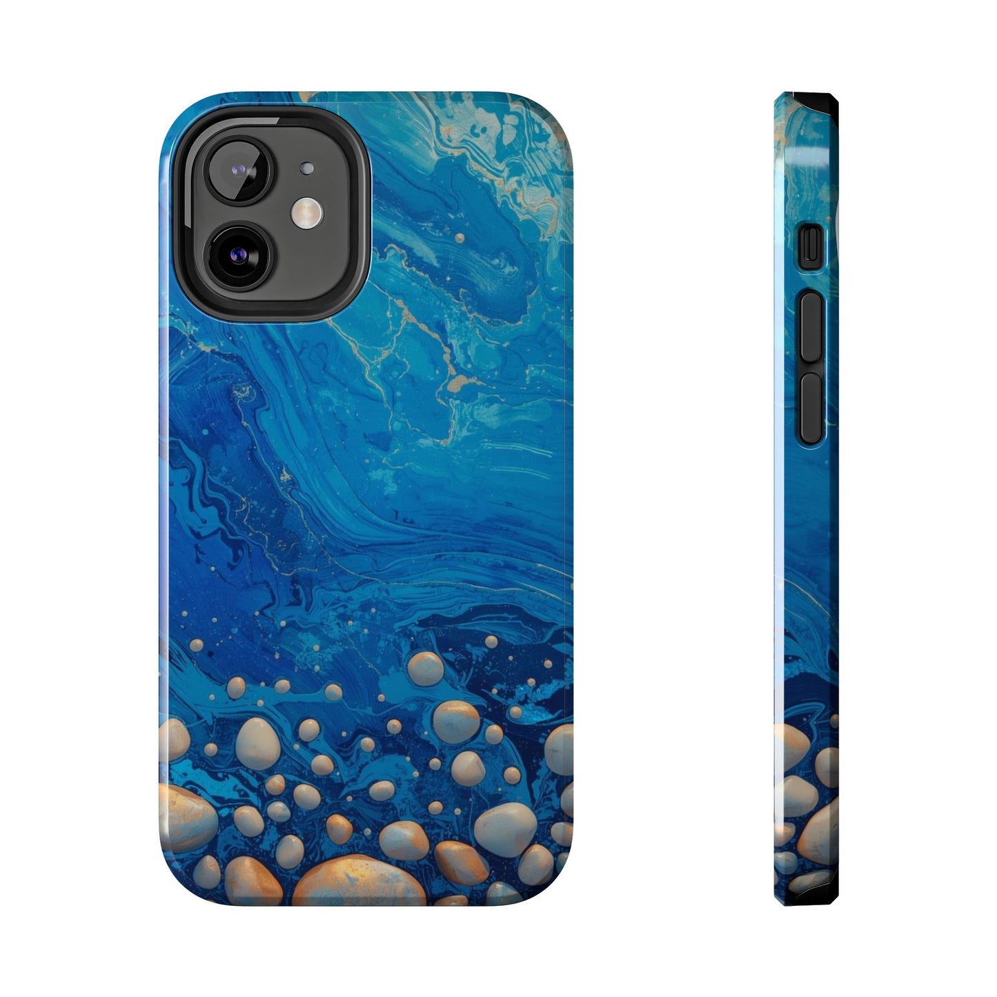 Blue Ocean Pebble Tough Phone Case — Protective Artistic Marble Design
