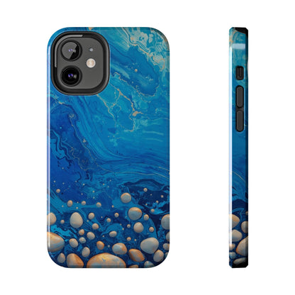 Blue Ocean Pebble Tough Phone Case — Protective Artistic Marble Design