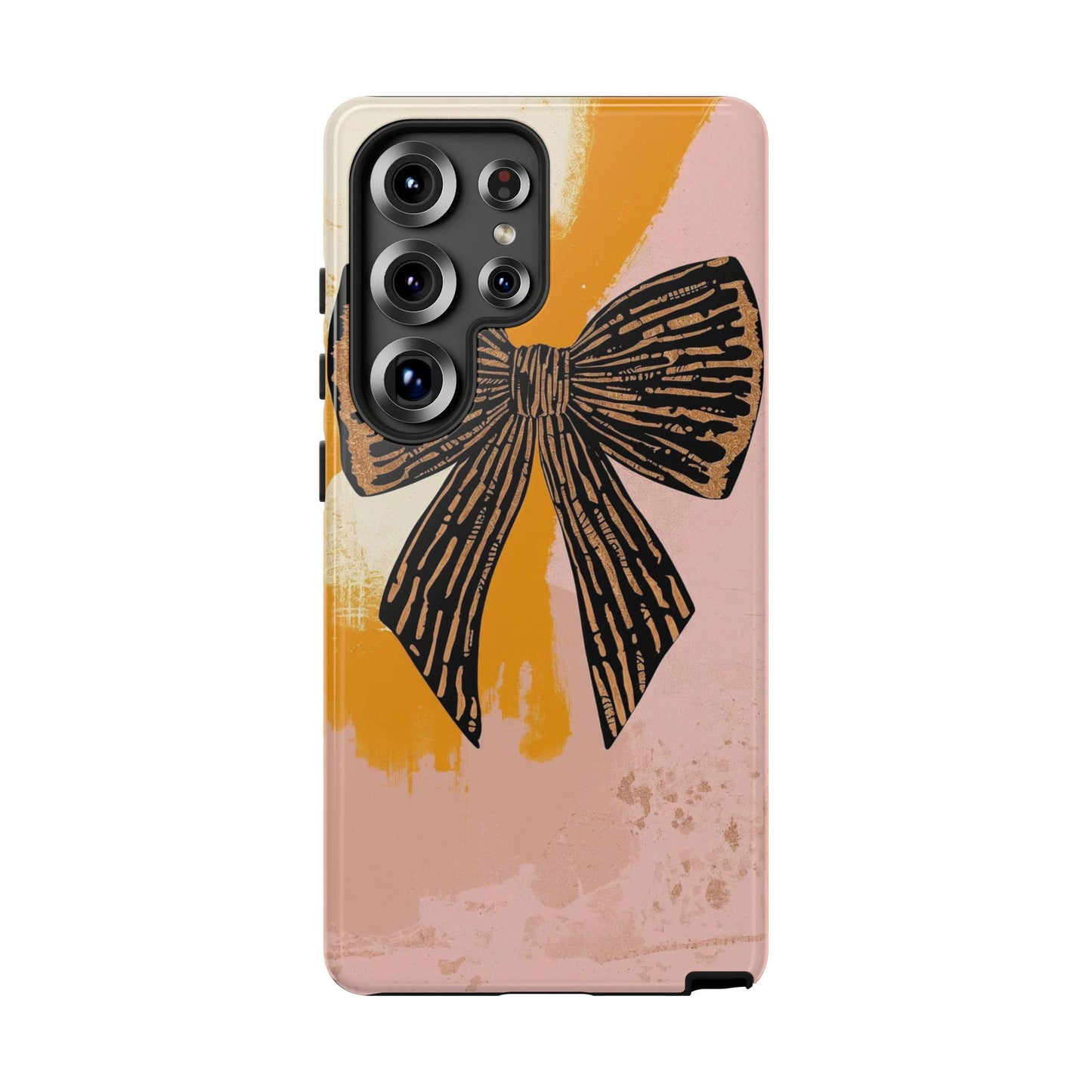 Bow Brushstroke Tough Phone Case — Pink & Mustard