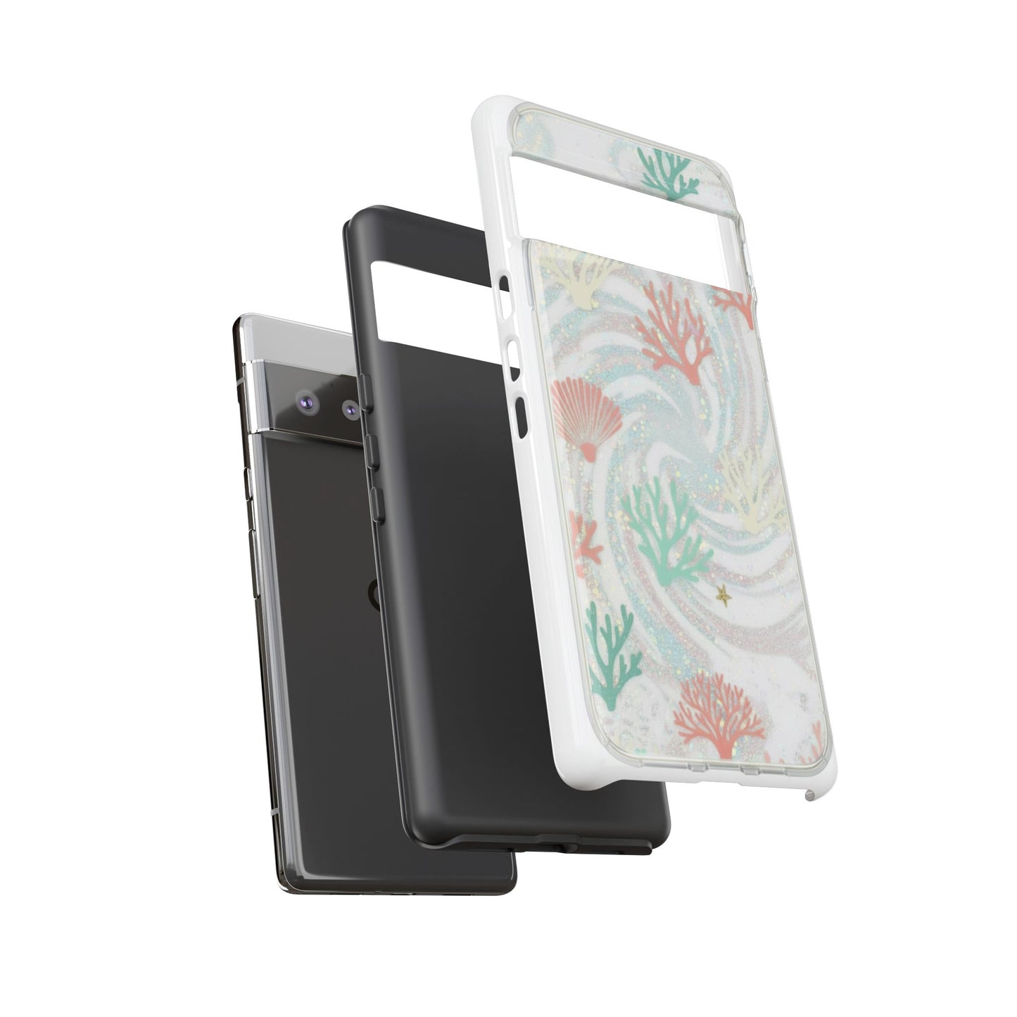 Seafoam Coral Tough Phone Case - Pastel Ocean Wave Design