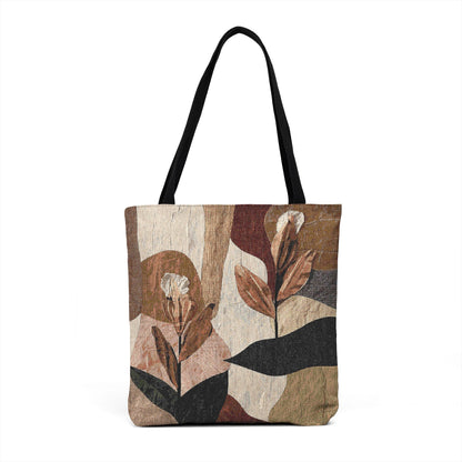 Woven Tote — Neutral Abstract Botanical Tote Bag