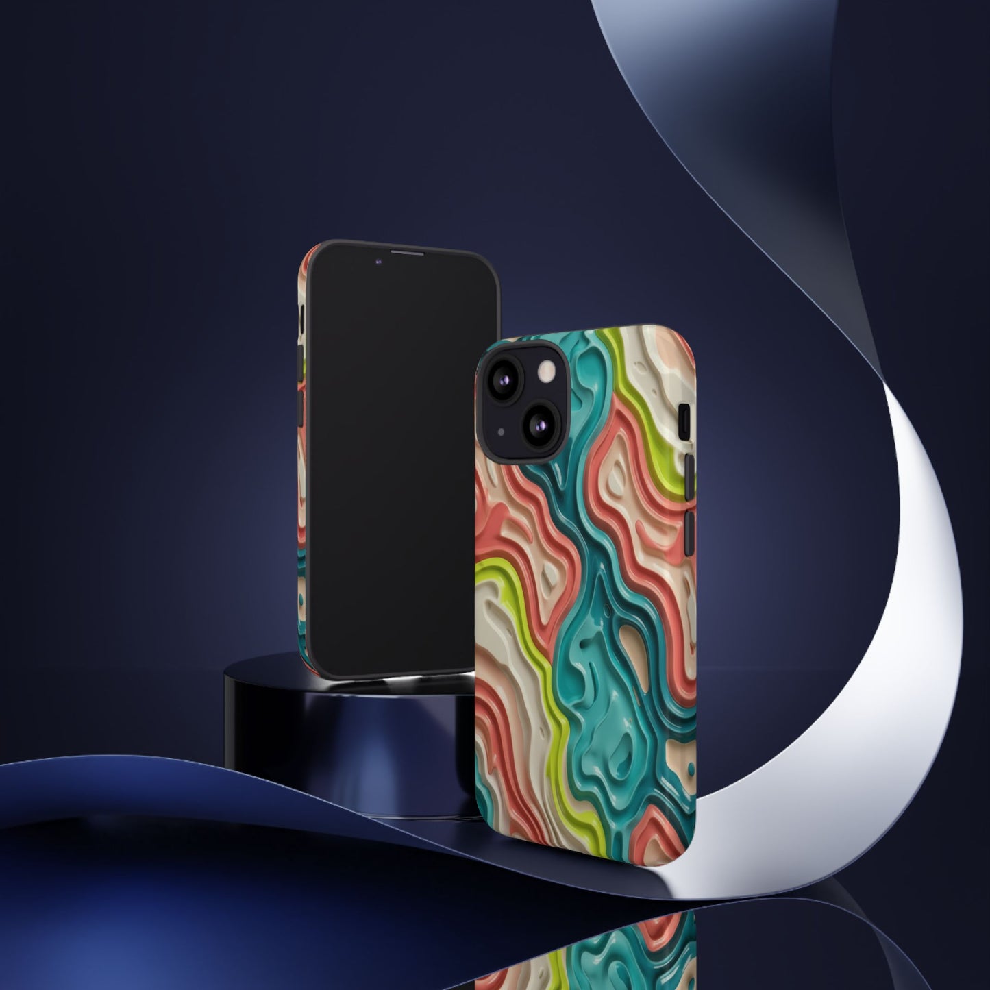 Abstract Contour Phone Case — Colorful Topographic Pattern Tough Case