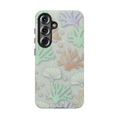 Pastel Coral Reef Tough Phone Case – Sea Shell & Coral Pattern Durable Protector