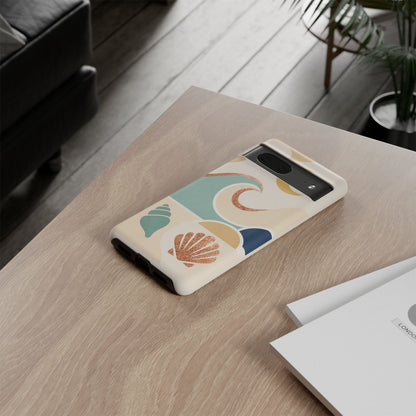 Sea Breeze Tough Phone Case — Retro Waves & Shells Design