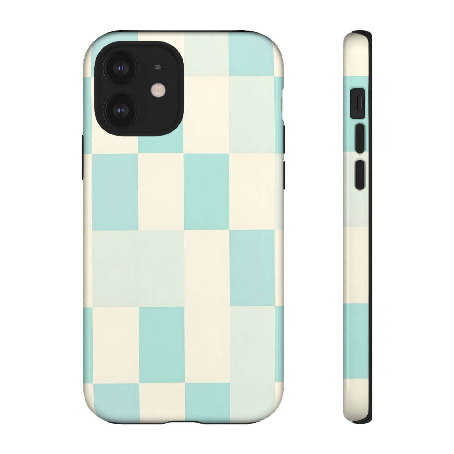 Pastel Checkerboard Tough Case – Mint & Cream Protective Phone Cover