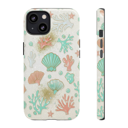 Seashell Coral Phone Case — Pastel Beach Shells Protective Tough Case