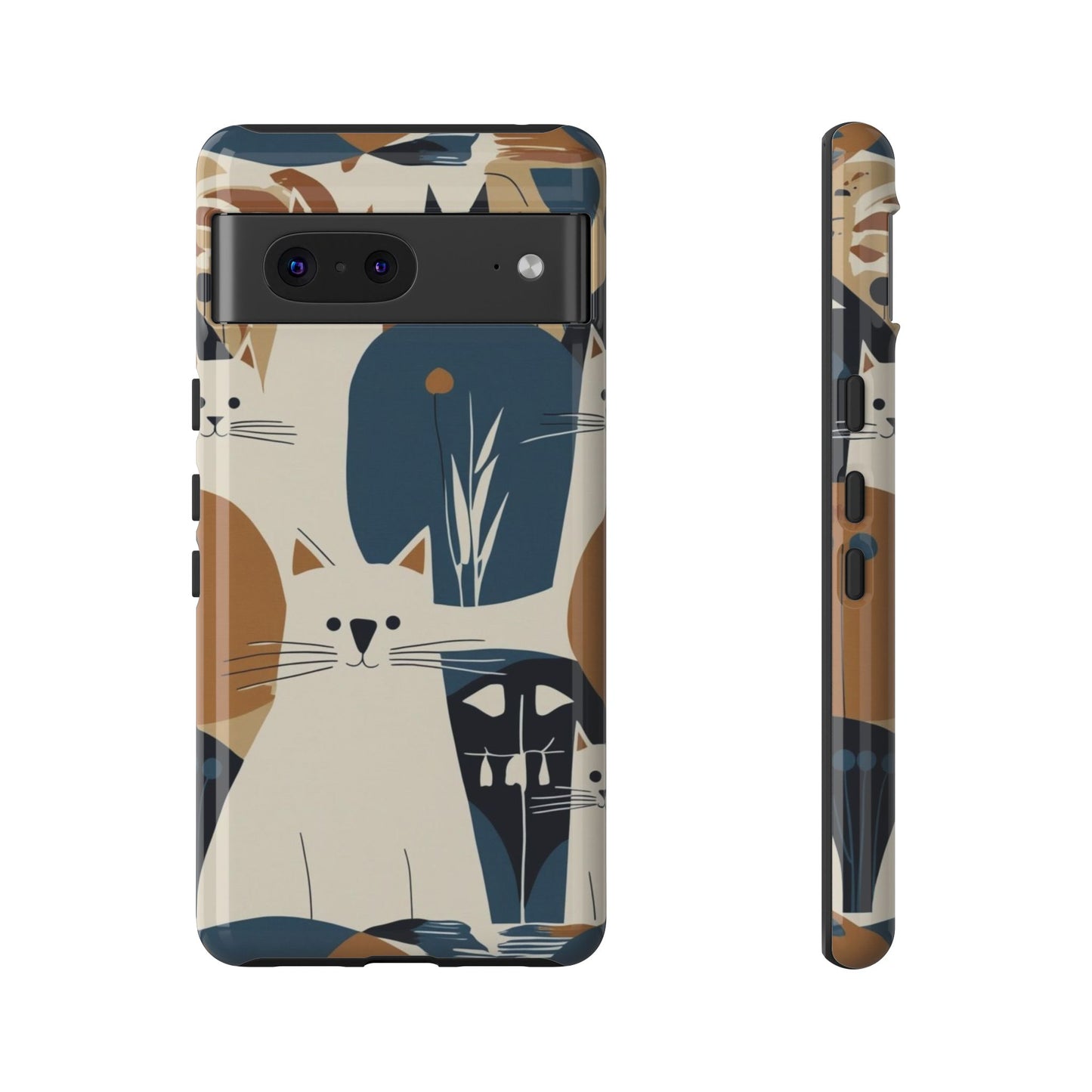 Cat Pattern Phone Case – Retro Abstract Cats Protective iPhone Cover