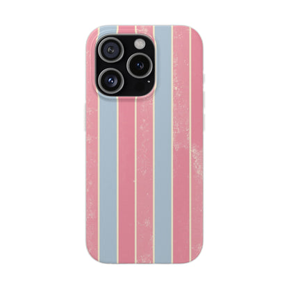 Striped Pink & Blue Phone Case — Retro Pastel Flexi Case