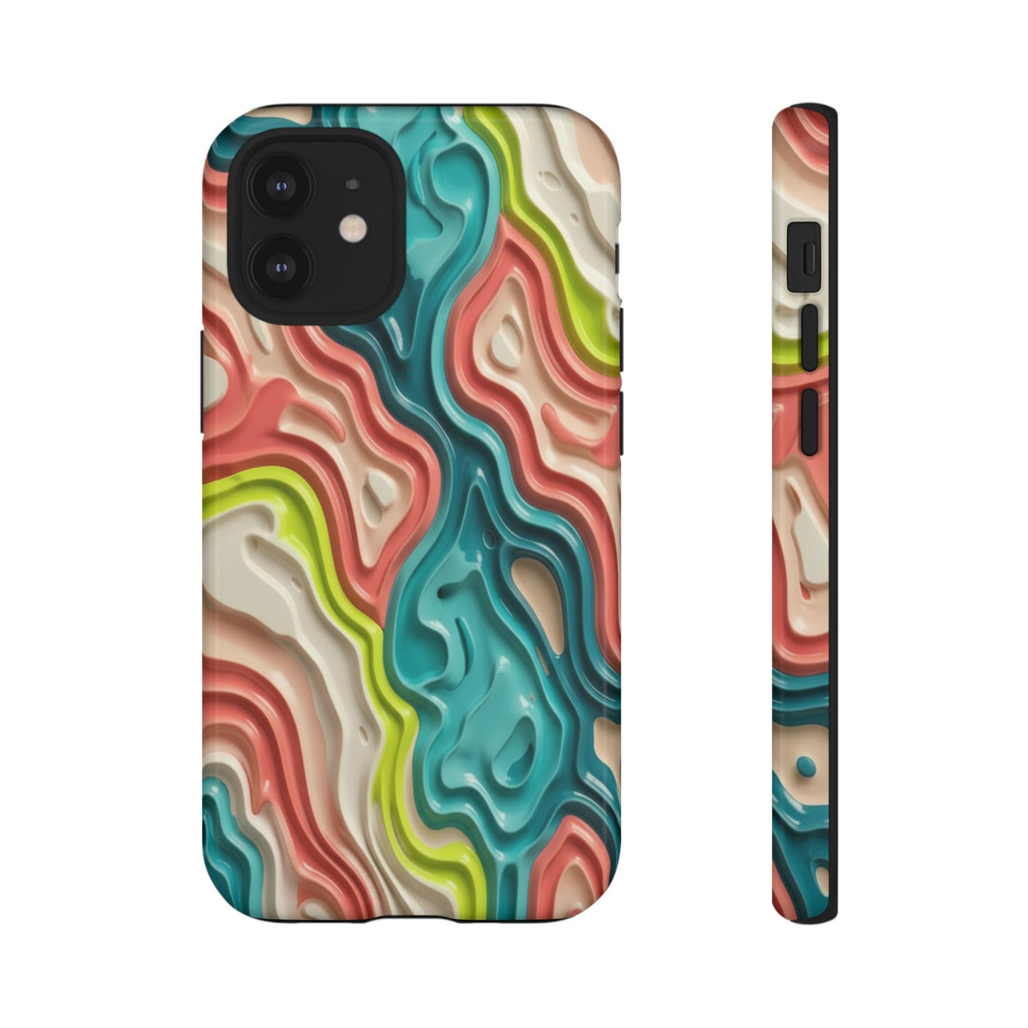 Abstract Contour Phone Case — Colorful Topographic Pattern Tough Case
