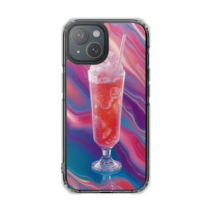 Clear Magnetic Phone Case — Retro Pink Soda Float Design