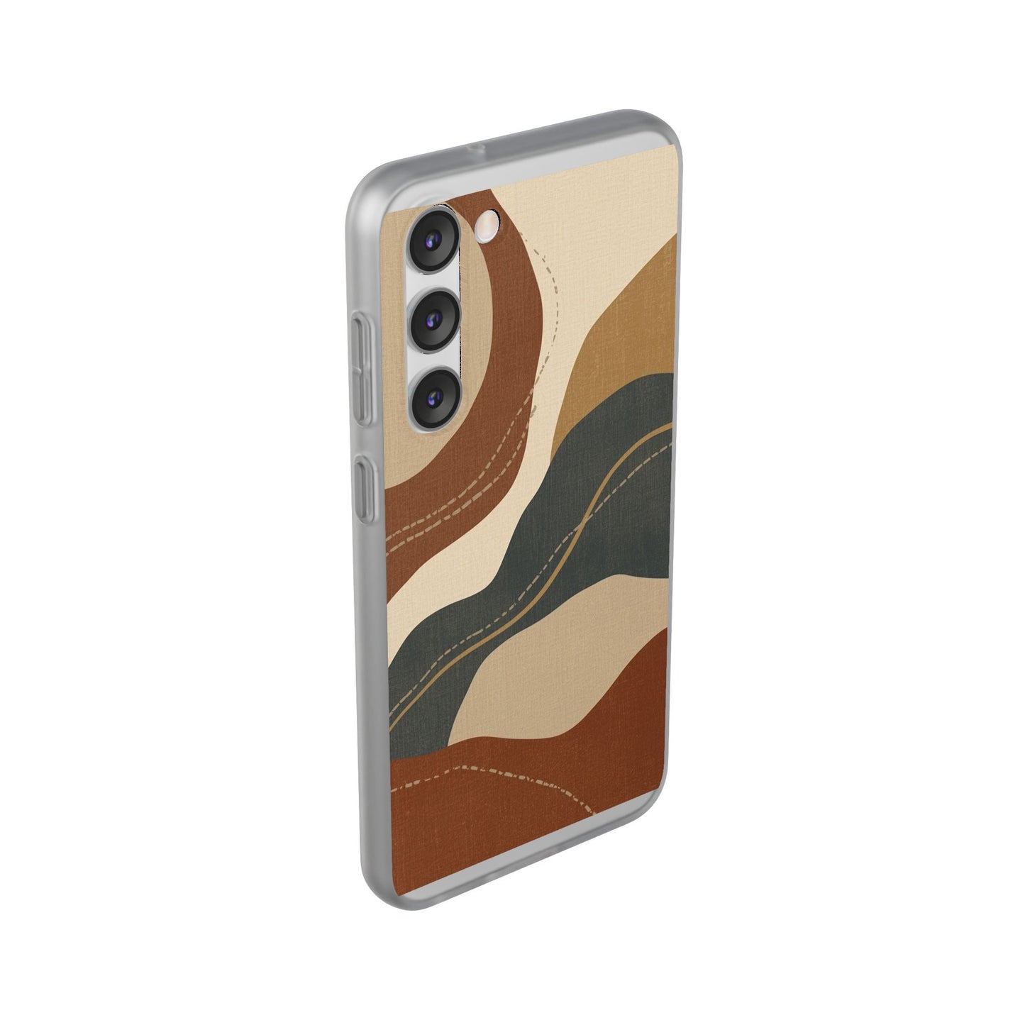 Abstract Earth Tone Phone Case — Boho Wavy Flexi Case