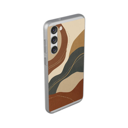Abstract Earth Tone Phone Case — Boho Wavy Flexi Case