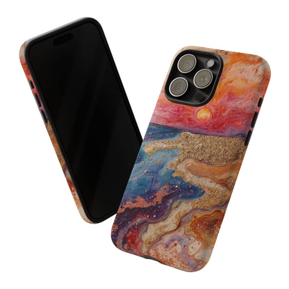 Sunset Coast Phone Case — Colorful Abstract Beach Art Tough Case
