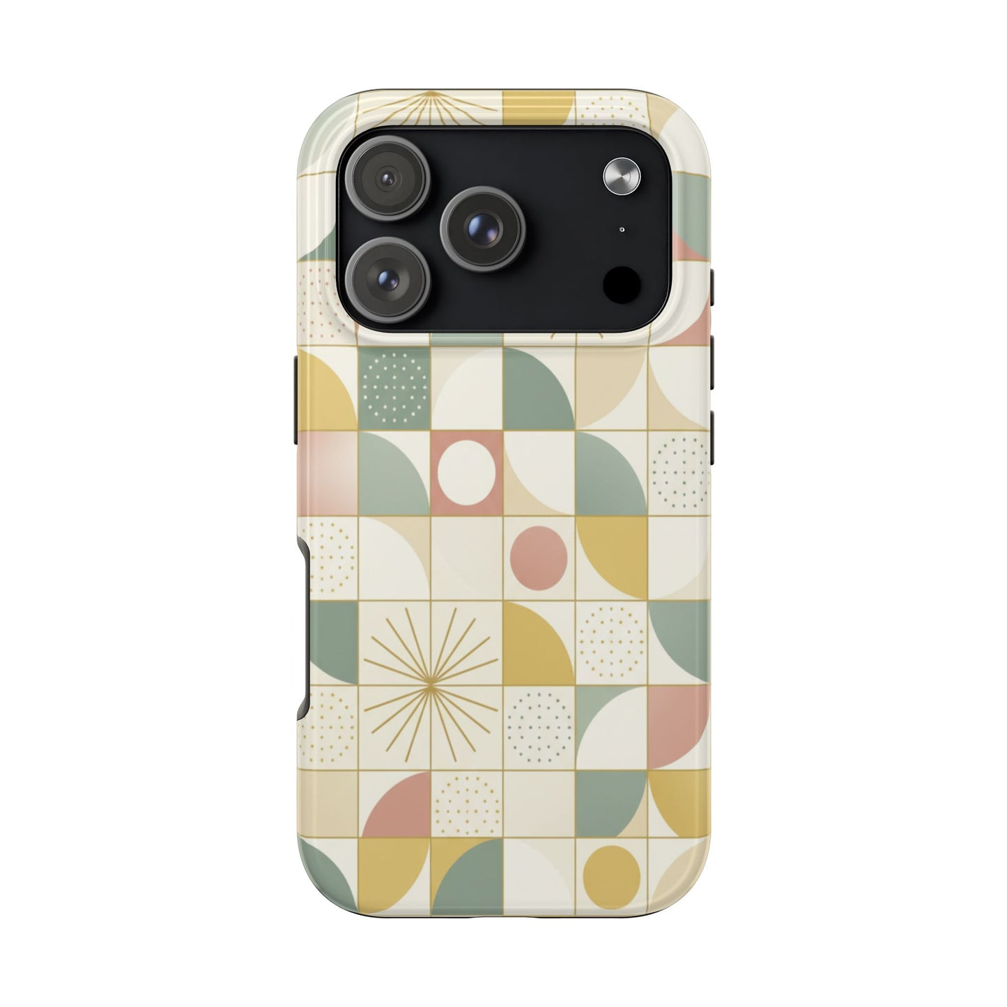 Retro Geometric Tough Phone Case — Pastel Midcentury Pattern