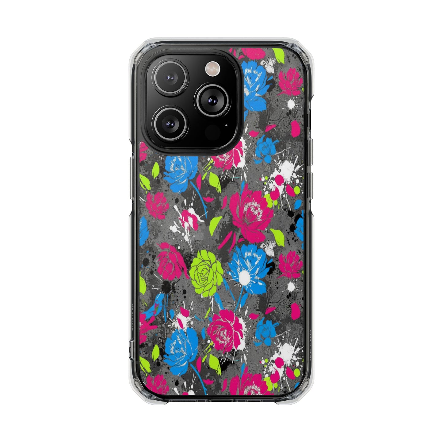 Copy of Clear Magnetic Phone Case — Bright Tropical Floral Impact Protection