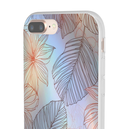 Floral Holographic Phone Case — Iridescent Leaves & Flowers Flexi Case