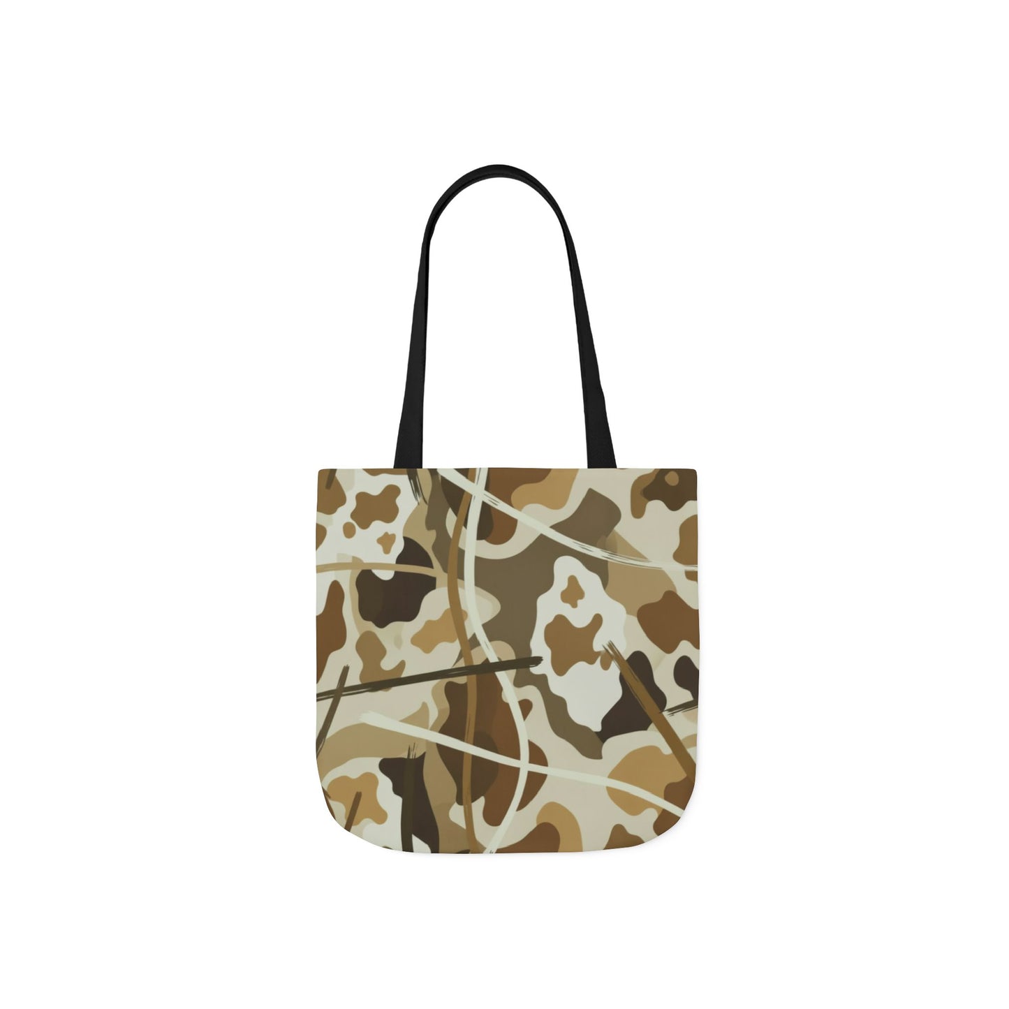 Camo Canvas Tote Bag — Beige Outdoor Pattern with 3 Color Straps