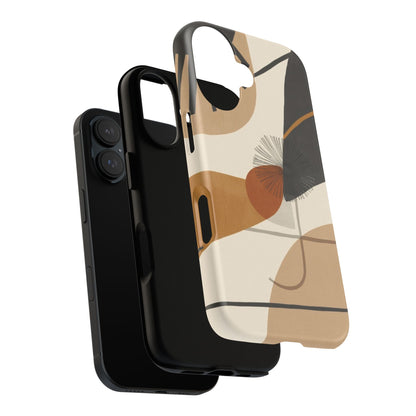 Abstract Earth Tone Phone Case — Mid-Century Minimalist Tough Case