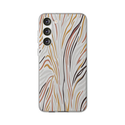 Marbled Neutral Stripe Phone Case — Abstract Beige & Terracotta Flexi Case