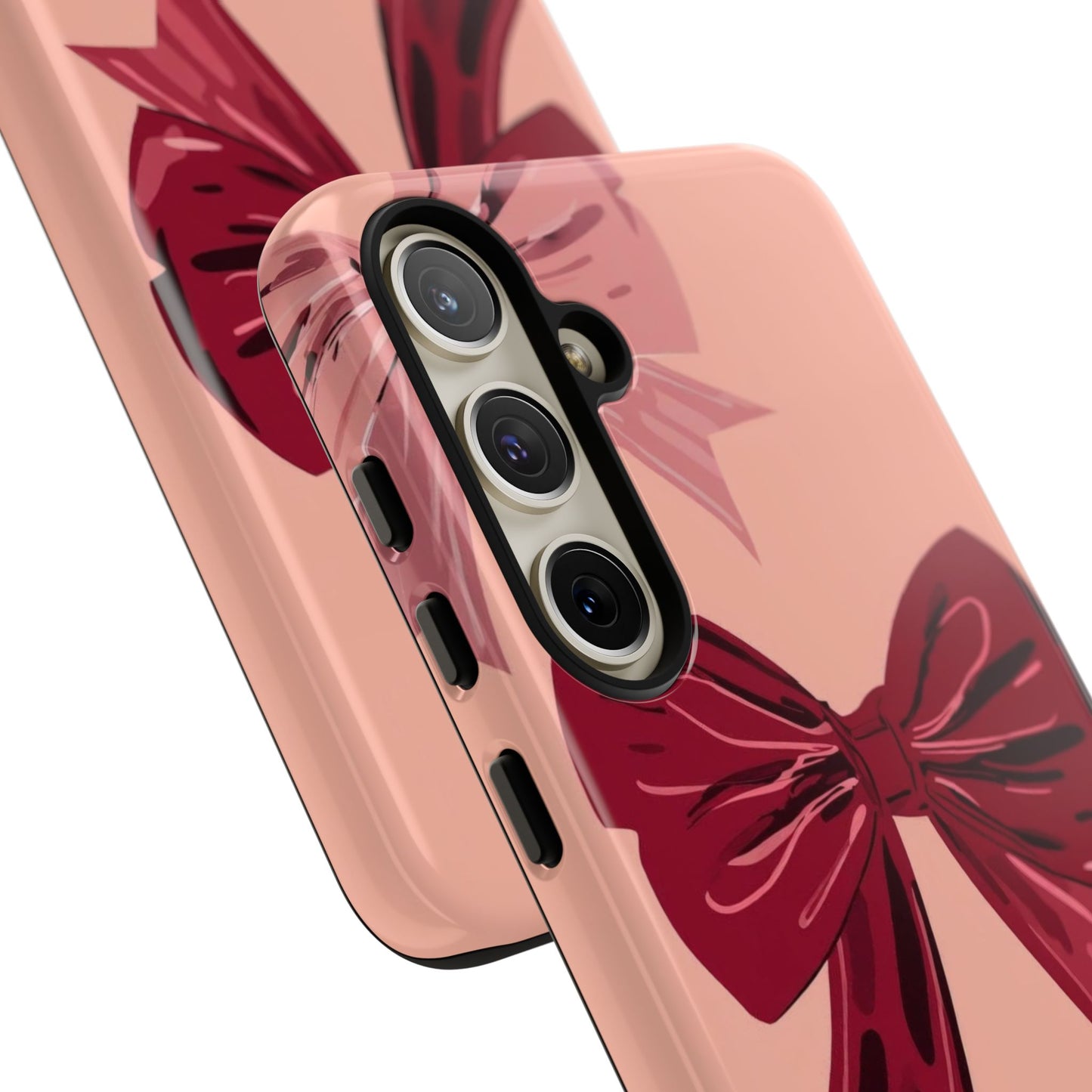 Bow Pattern Tough Phone Case — Pink, Red & Black Decorative Bows