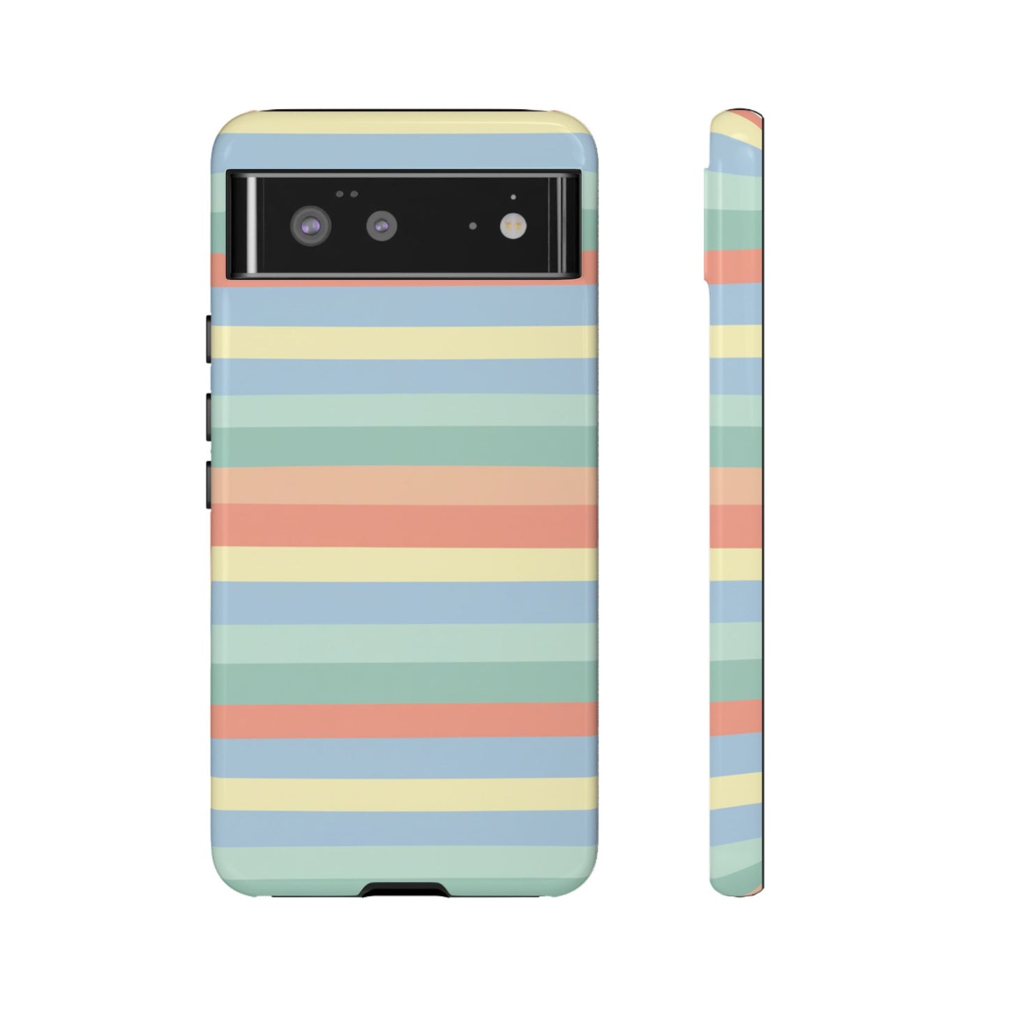 Pastel Striped Phone Case — Retro Horizontal Multi-Color Tough Case