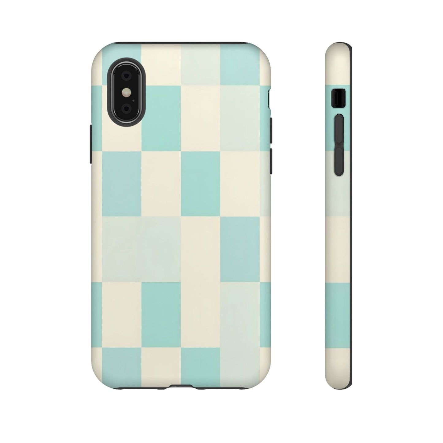Pastel Checkerboard Tough Case – Mint & Cream Protective Phone Cover