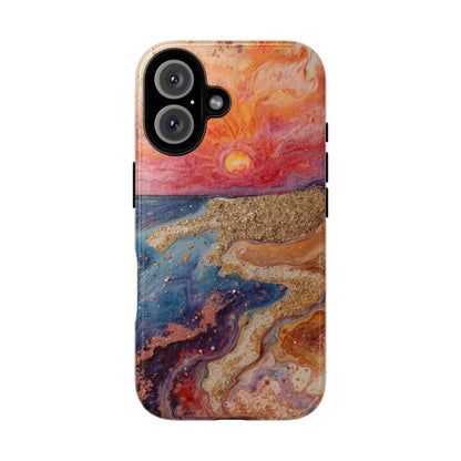 Sunset Coast Phone Case — Colorful Abstract Beach Art Tough Case
