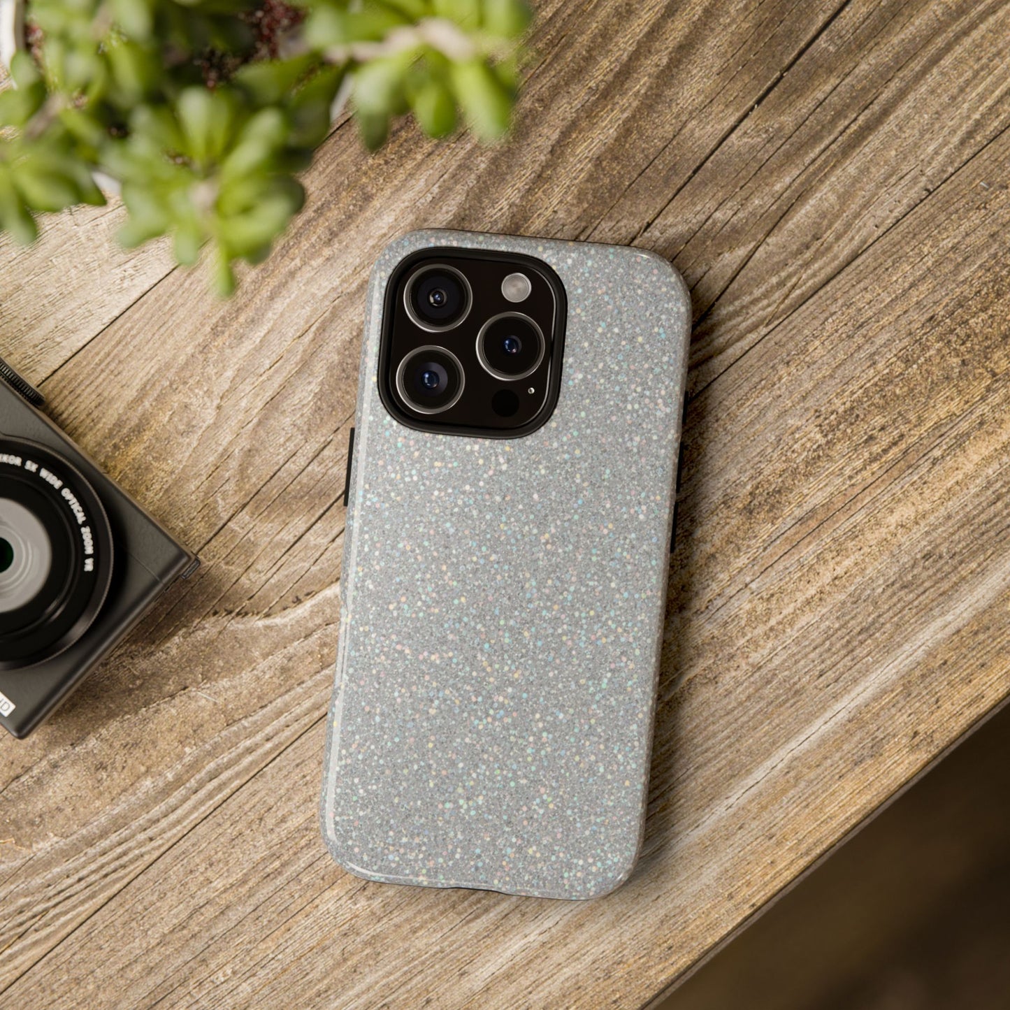 Glitter Silver Tough Phone Case — Sparkling Protective Phone Case